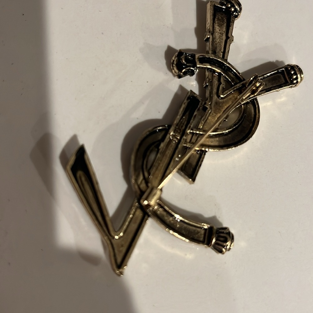 Silver V large Fashion gold vintage style brooch - Picture 4 of 6